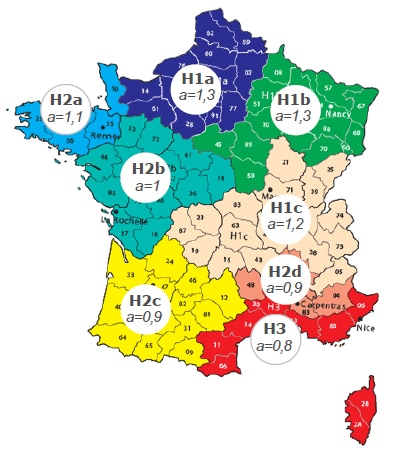 Coefficient de modulation en fonction des zones géographiques